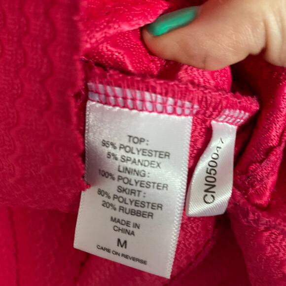 New York & Company Pink Aztec Pleated Strapless Textured Mini Dress Medium NWT - Picture 9 of 12